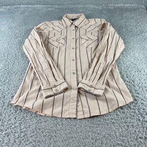 Wrangler Retro Women's Pink Stripe Snap Western Long Sleeve Shirt XS